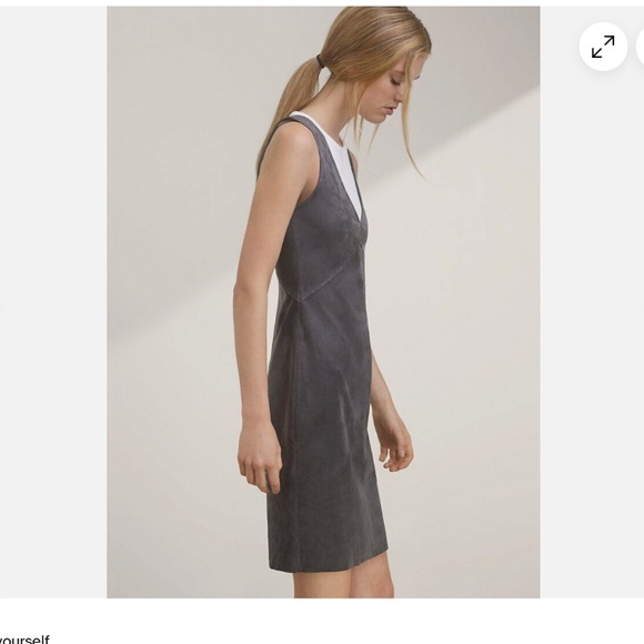 Aritzia Wilfred Free Jones Black Faux Vegan Suede V-Neck Sleeveless Dress Siz 10 - Picture 13 of 14